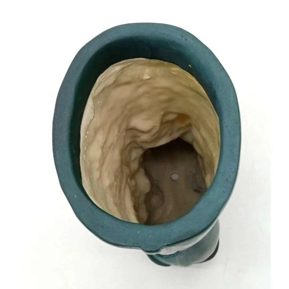 Green Resin Old Rain Boot With Mama Bird & Babies  In Nest Planter